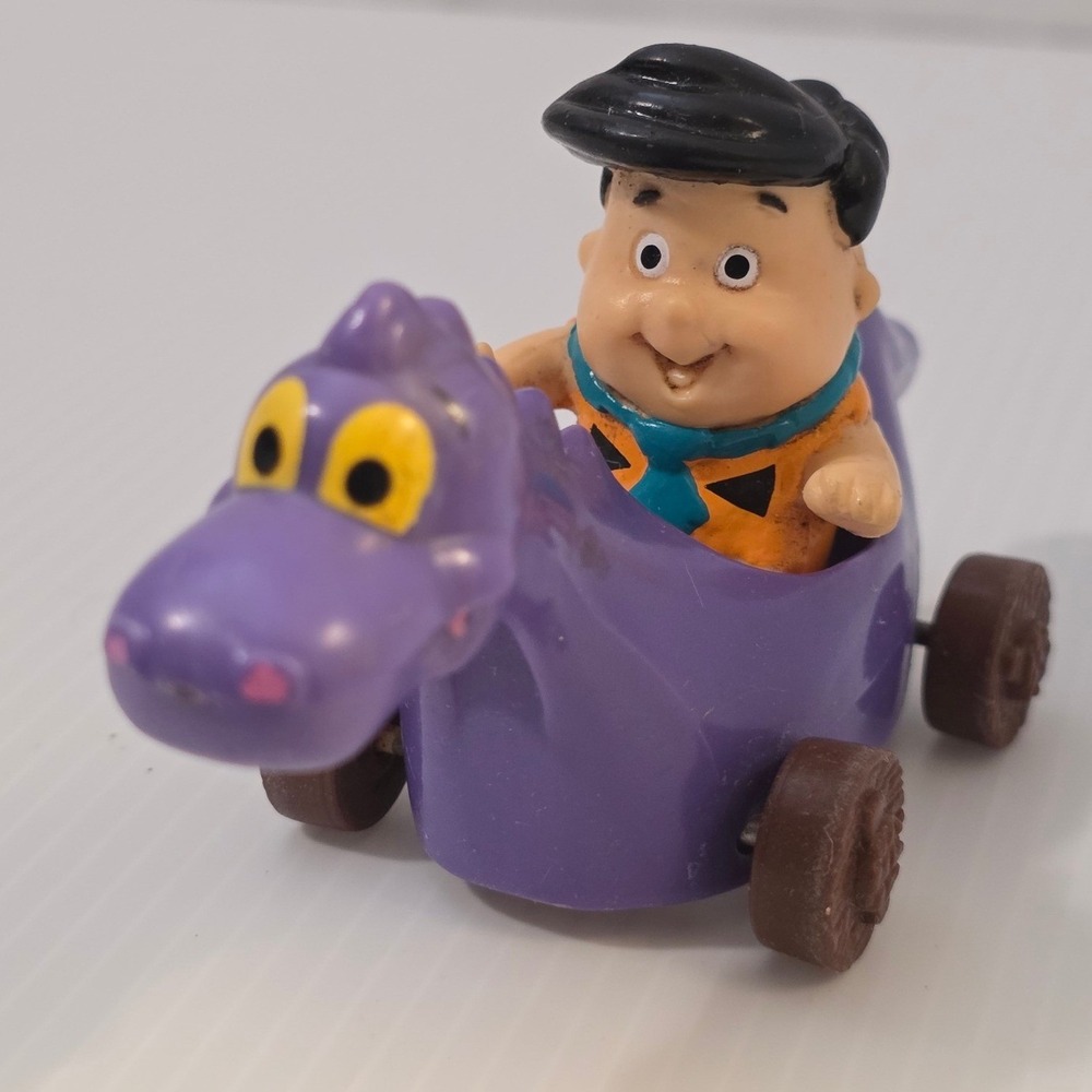 H-B Prod. Inc. Flintstones Toy OS Purple Fair 1988 Fred Flintstone Dino Car